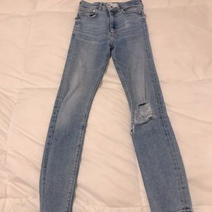 Zara High Waisted Light Denim Jeans